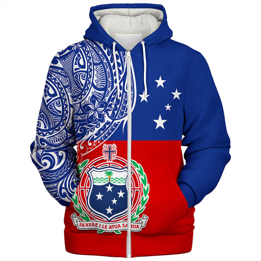 Samoa Sherpa Hoodie Tribal Polynesia Flag Half Concept