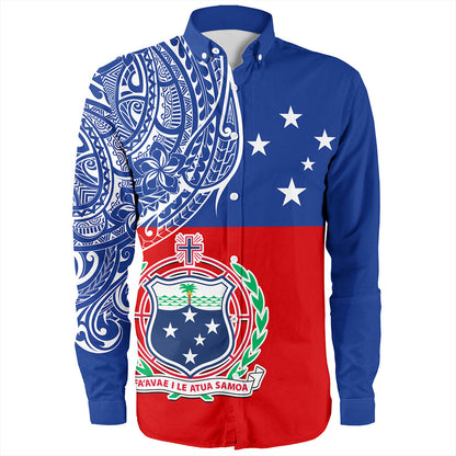 Samoa Long Sleeve Shirt Tribal Polynesia Flag Half Concept