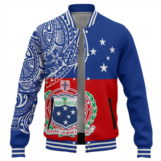 Samoa Baseball Jacket Tribal Polynesia Flag Half Concept