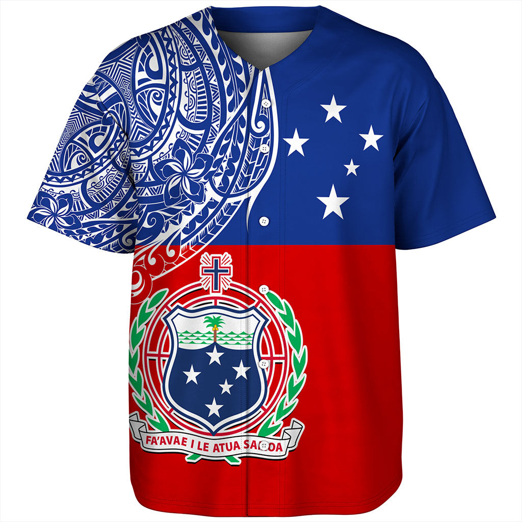 Samoa Baseball Shirt Tribal Polynesia Flag Half Concept