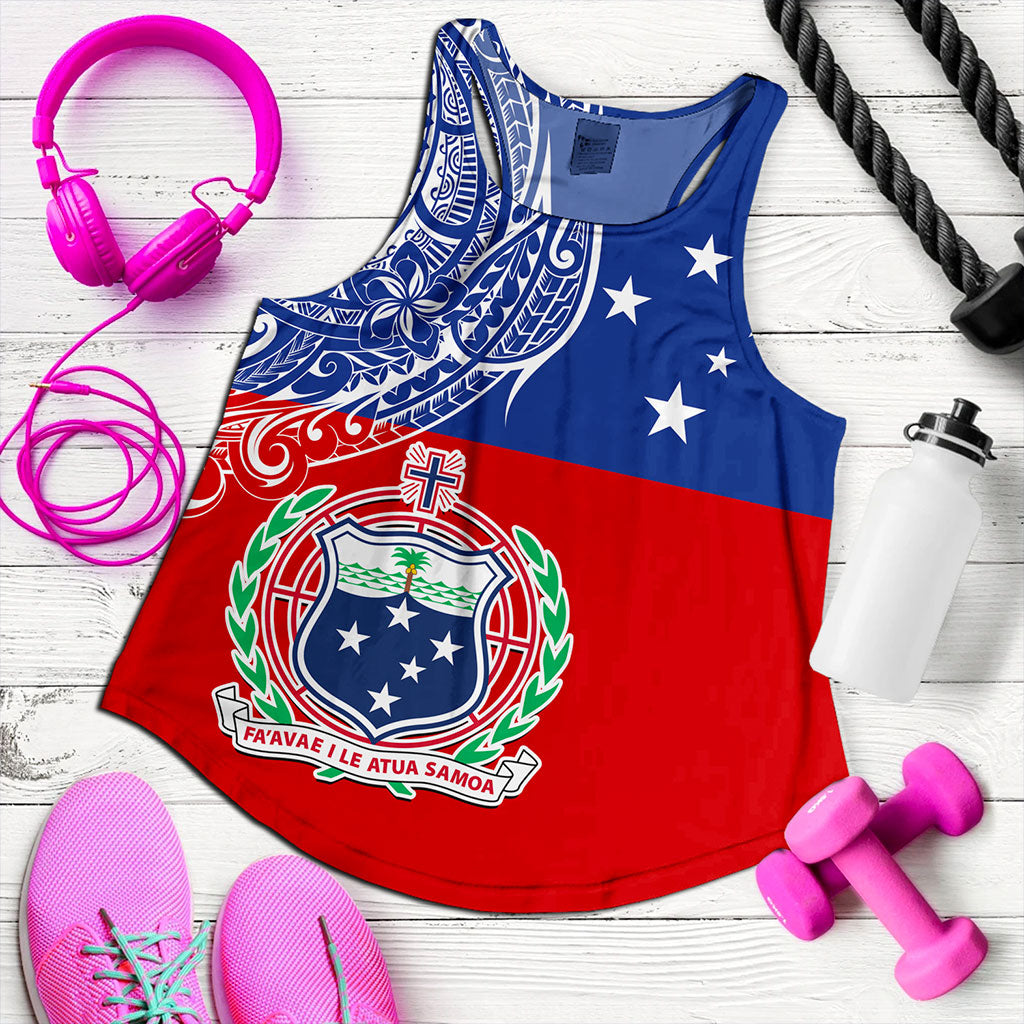 Samoa Women Tank Tribal Polynesia Flag Half Concept