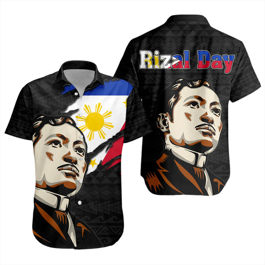 Philippines Filipinos Short Sleeve Shirt Rizal Day Tribal Crack Style