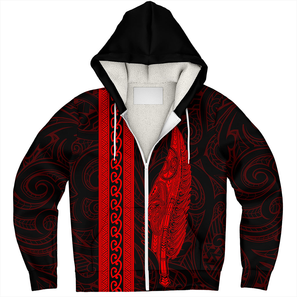 New Zealand Sherpa Hoodie Silver Fern Tattoo Simple Style