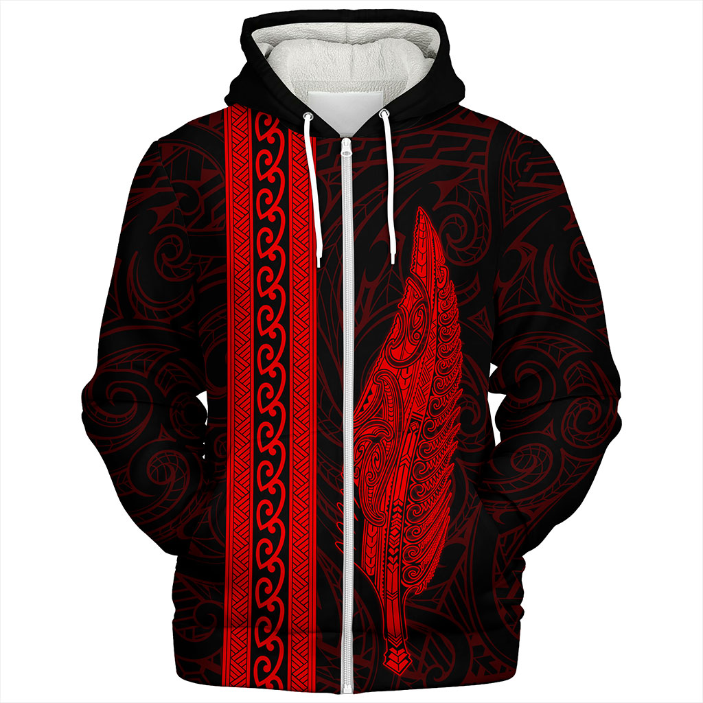 New Zealand Sherpa Hoodie Silver Fern Tattoo Simple Style