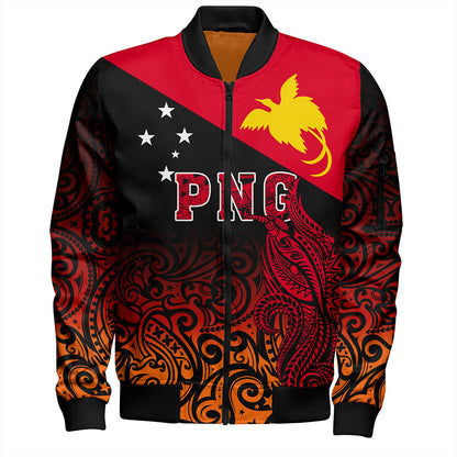 Papua New Guinea Bomber Jacket Tribal Tattoo Bird PNG Design Gradient Style