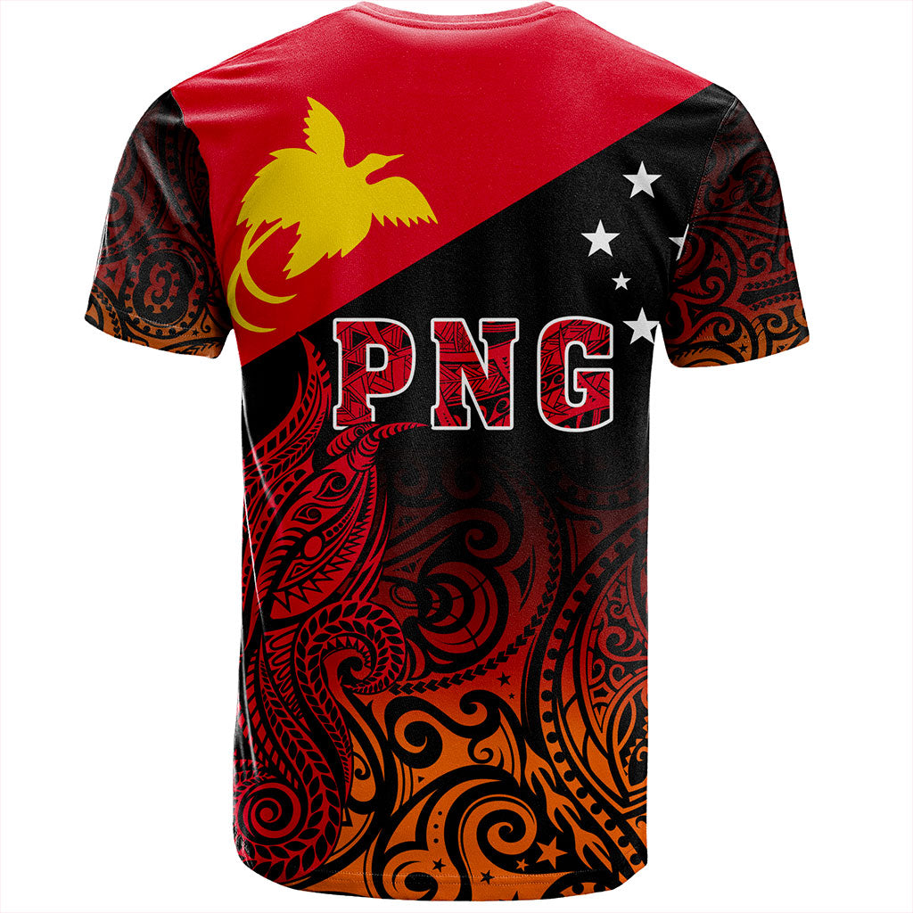 Papua New Guinea T-Shirt Tribal Tattoo Bird PNG Design Gradient Style