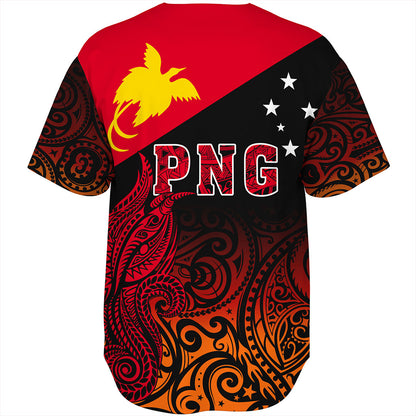 Papua New Guinea Baseball Shirt Tribal Tattoo Bird PNG Design Gradient Style