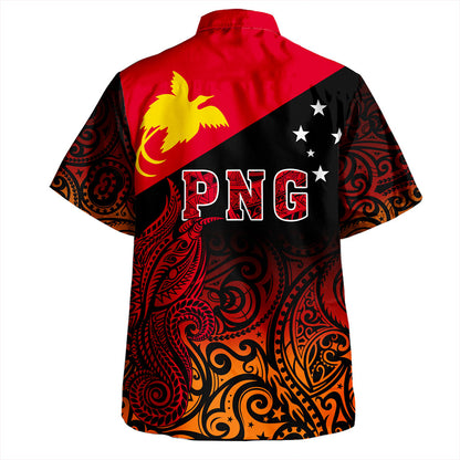 Papua New Guinea Hawaiian Shirt Tribal Tattoo Bird PNG Design Gradient Style