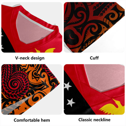 Papua New Guinea Rugby Jersey Tribal Tattoo Bird PNG Design Gradient Style
