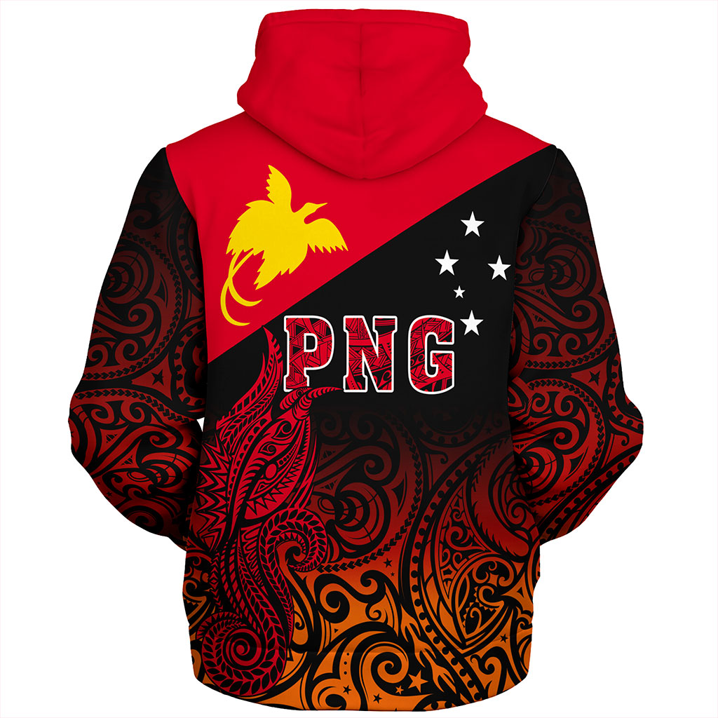 Papua New Guinea Sherpa Hoodie Tribal Tattoo Bird PNG Design Gradient Style