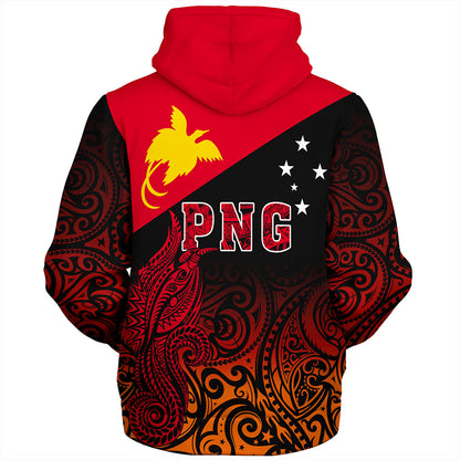 Papua New Guinea Sherpa Hoodie Tribal Tattoo Bird PNG Design Gradient Style