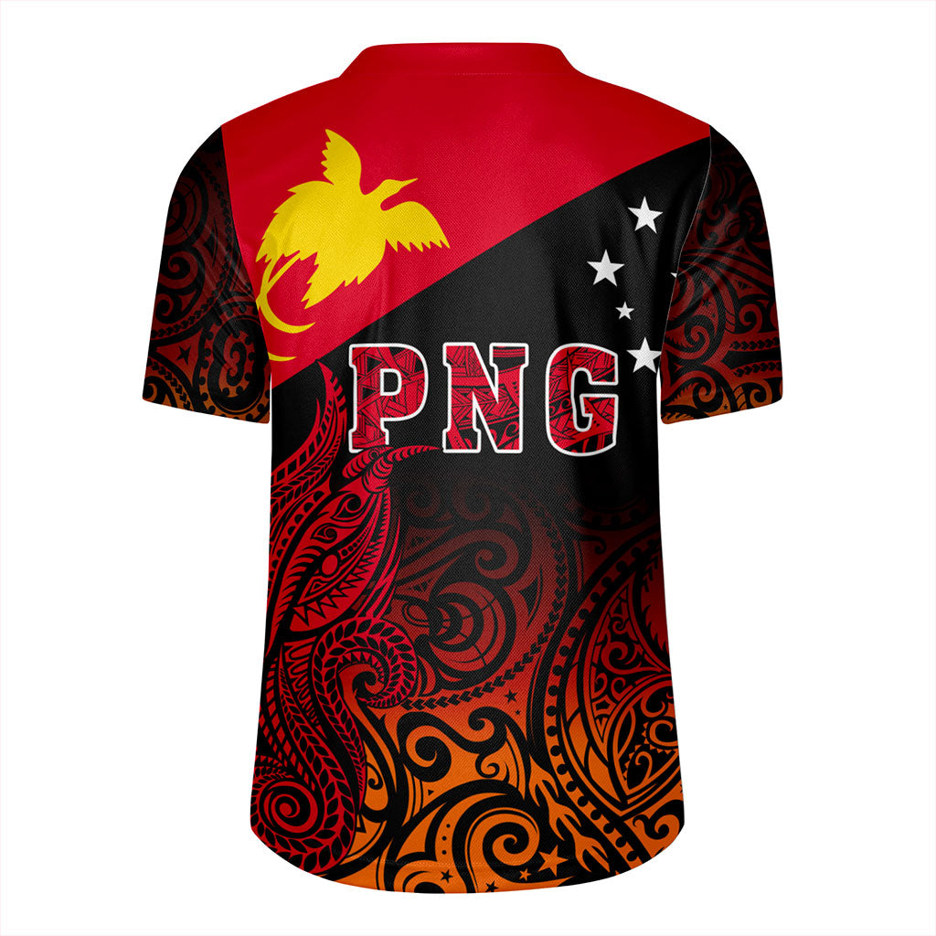 Papua New Guinea Rugby Jersey Tribal Tattoo Bird PNG Design Gradient Style