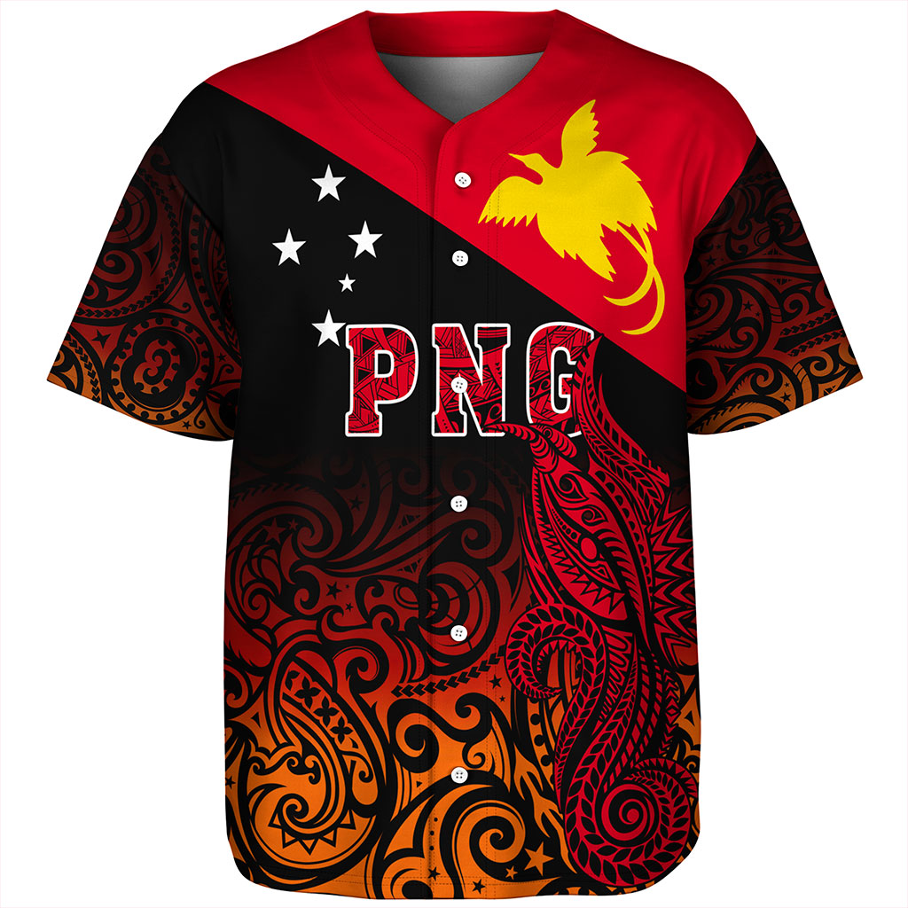 Papua New Guinea Baseball Shirt Tribal Tattoo Bird PNG Design Gradient Style