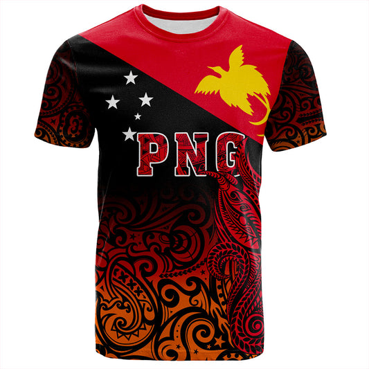 Papua New Guinea T-Shirt Tribal Tattoo Bird PNG Design Gradient Style