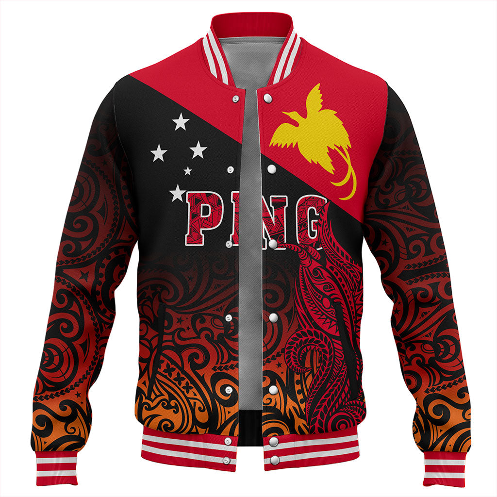 Papua New Guinea Baseball Jacket Tribal Tattoo Bird PNG Design Gradient Style