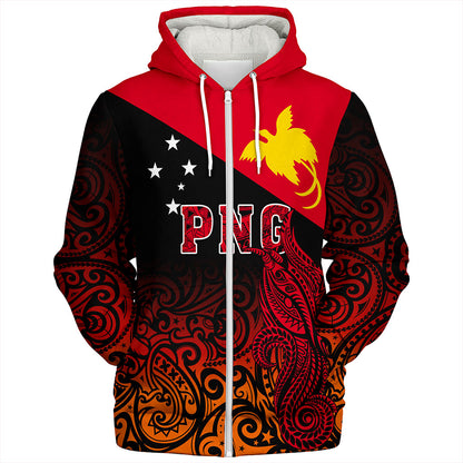 Papua New Guinea Sherpa Hoodie Tribal Tattoo Bird PNG Design Gradient Style