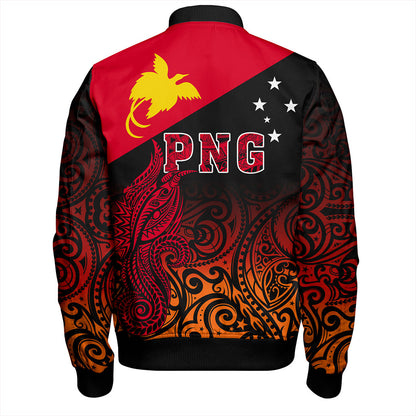 Papua New Guinea Bomber Jacket Tribal Tattoo Bird PNG Design Gradient Style