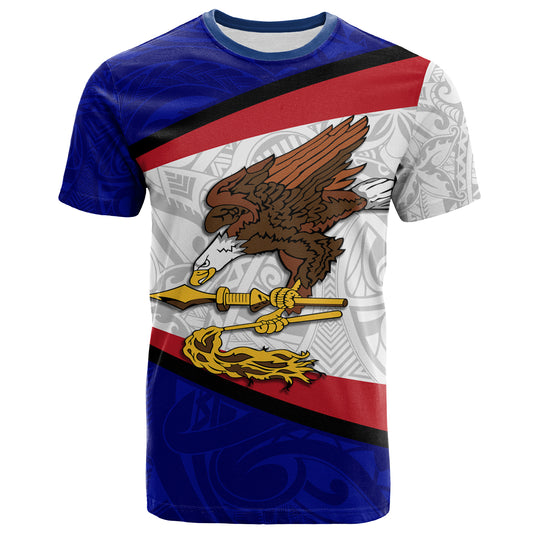 American Samoa T-Shirt - American Samoa Polynesian Flag With Coat Of Arms