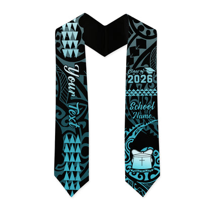 Tokelau Graduation Stole Custom Class 2026 Tribal Kakau Style