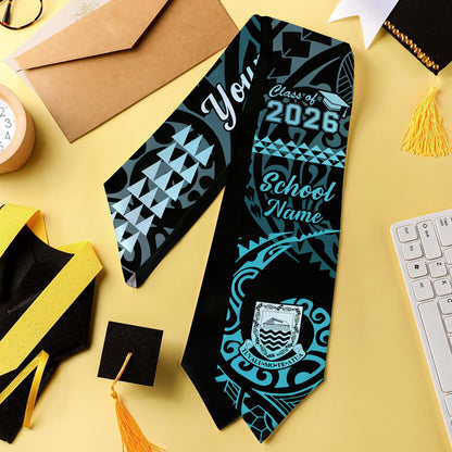 Tuvalu Graduation Stole Custom Class 2026 Tribal Kakau Style