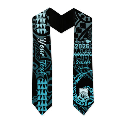 Tuvalu Graduation Stole Custom Class 2026 Tribal Kakau Style