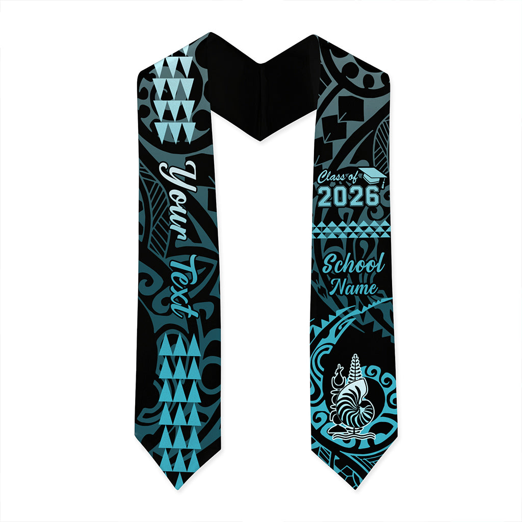 New Caledonia Graduation Stole Custom Class 2026 Tribal Kakau Style