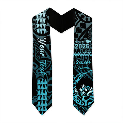Kosrae Graduation Stole Custom Class 2026 Tribal Kakau Style