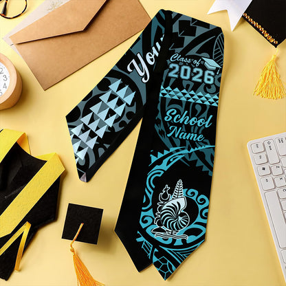 New Caledonia Graduation Stole Custom Class 2026 Tribal Kakau Style