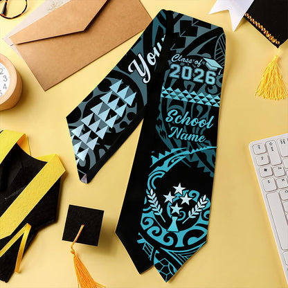 Kosrae Graduation Stole Custom Class 2026 Tribal Kakau Style