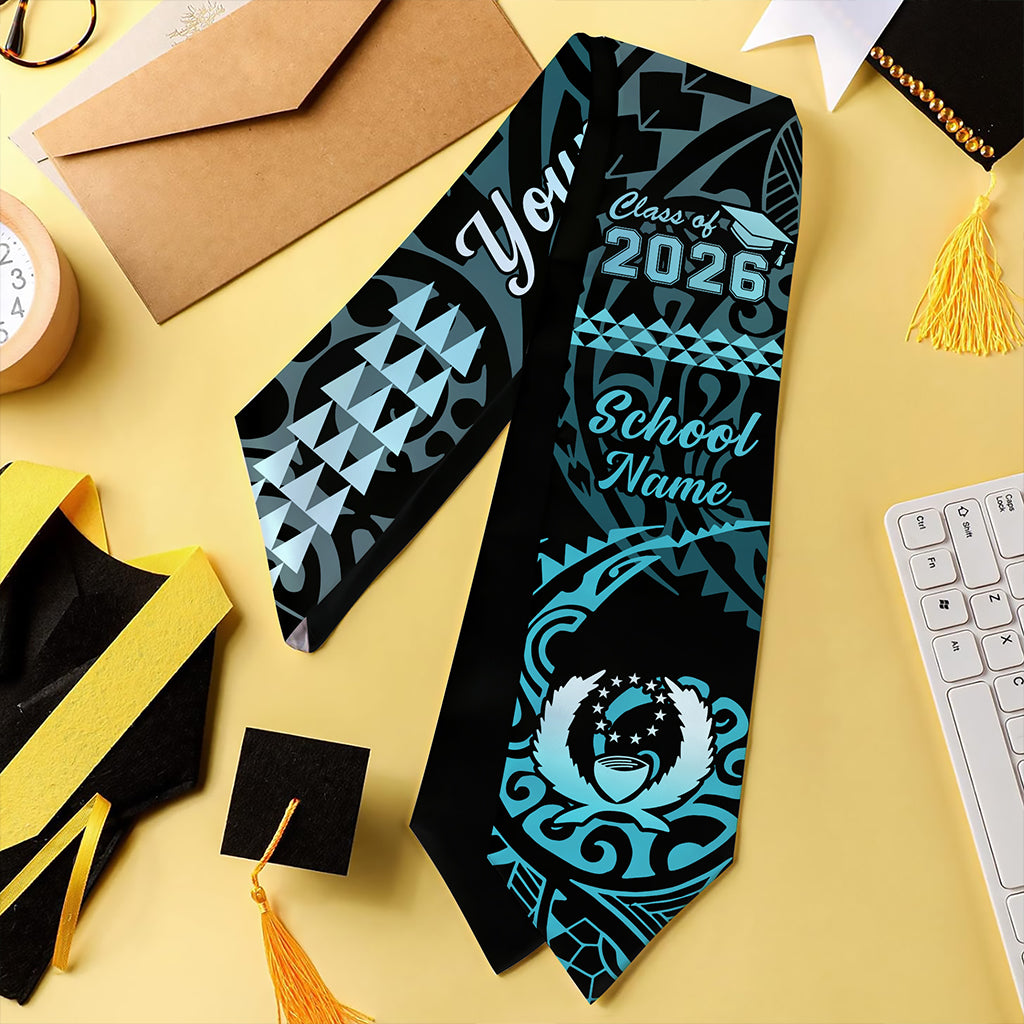 Pohnpei State Graduation Stole Custom Class 2026 Tribal Kakau Style