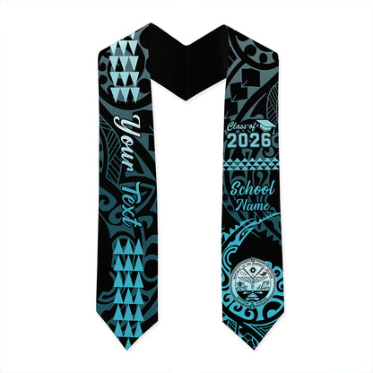 Marshall Islands Graduation Stole Custom Class 2026 Tribal Kakau Style