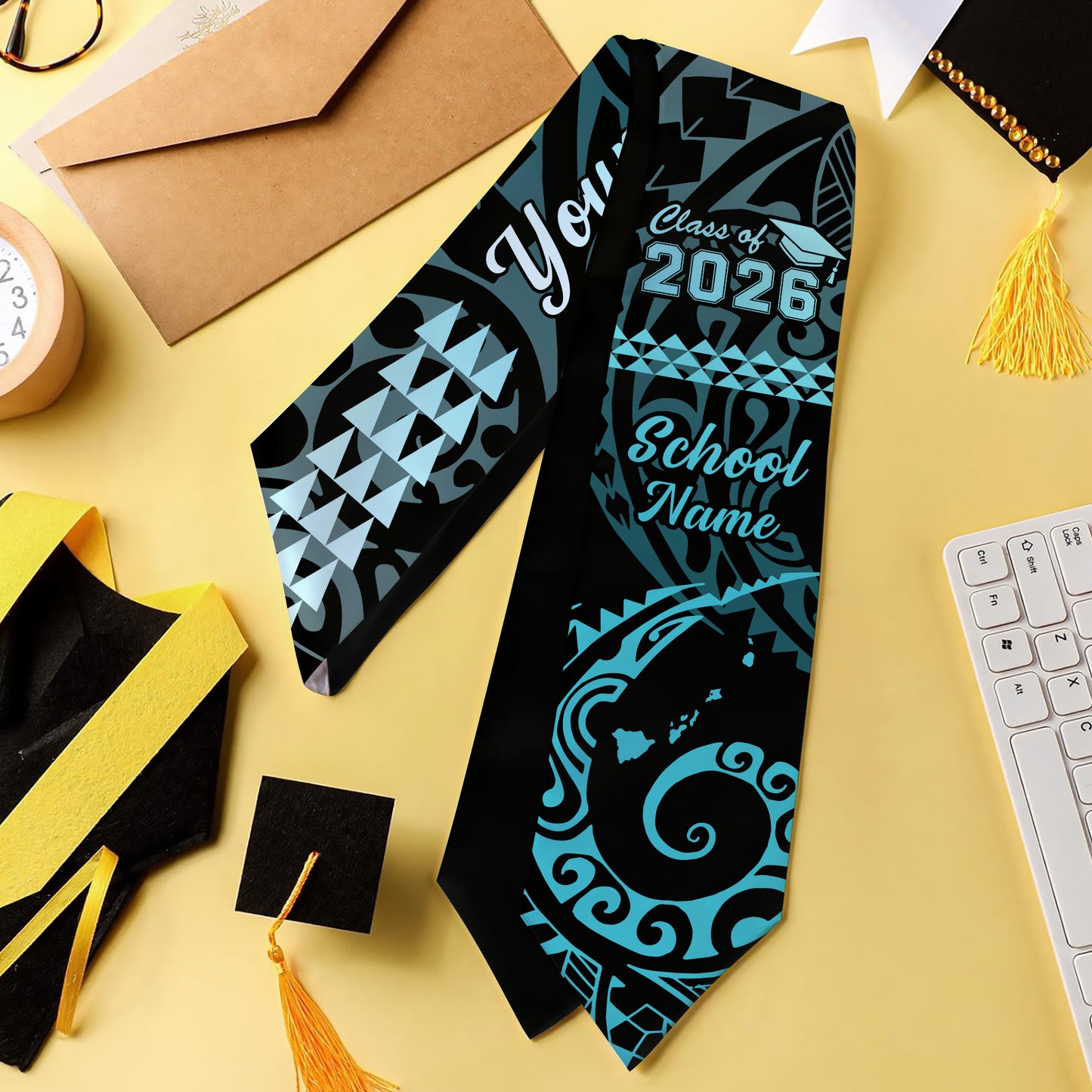 Hawaii Graduation Stole Custom Class 2026 Of Map Kakau Style