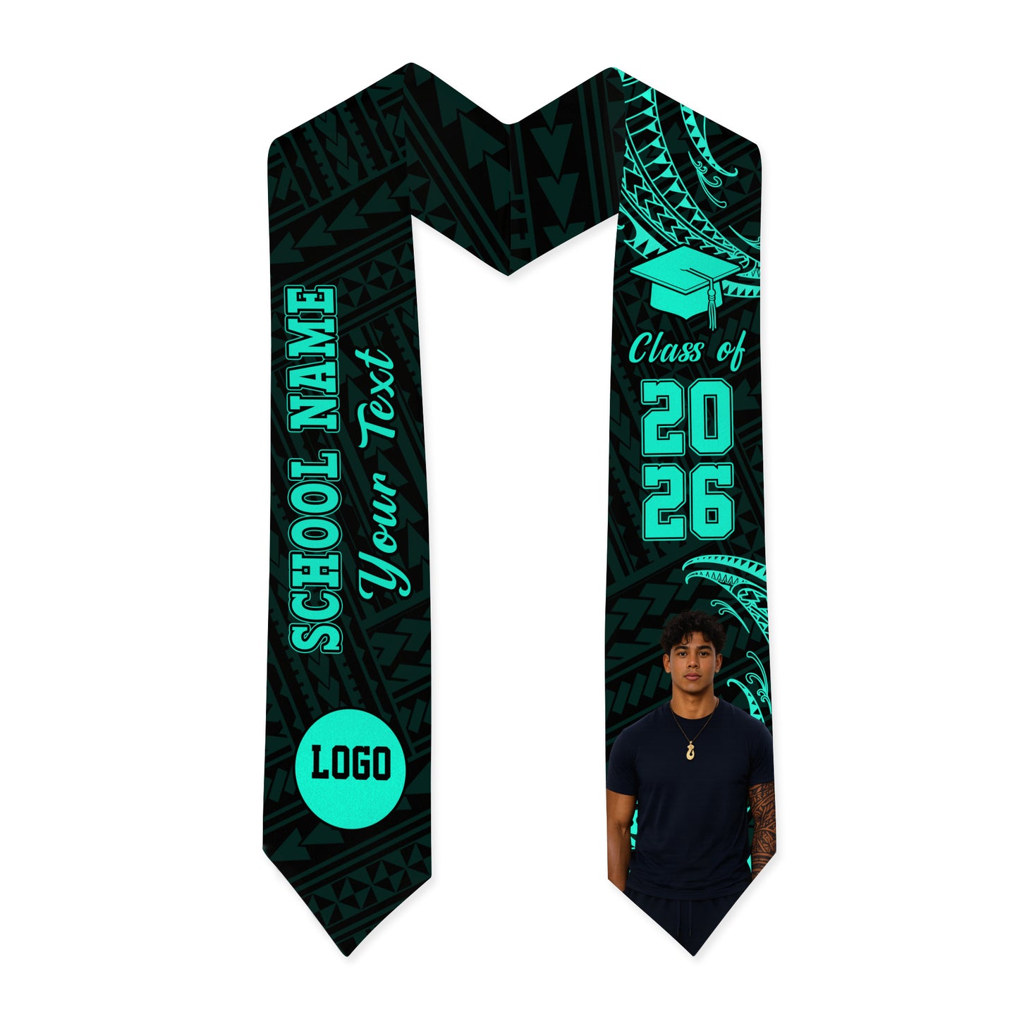 Hawaii Graduation Stole Custom Class 2026 Tribal Wave