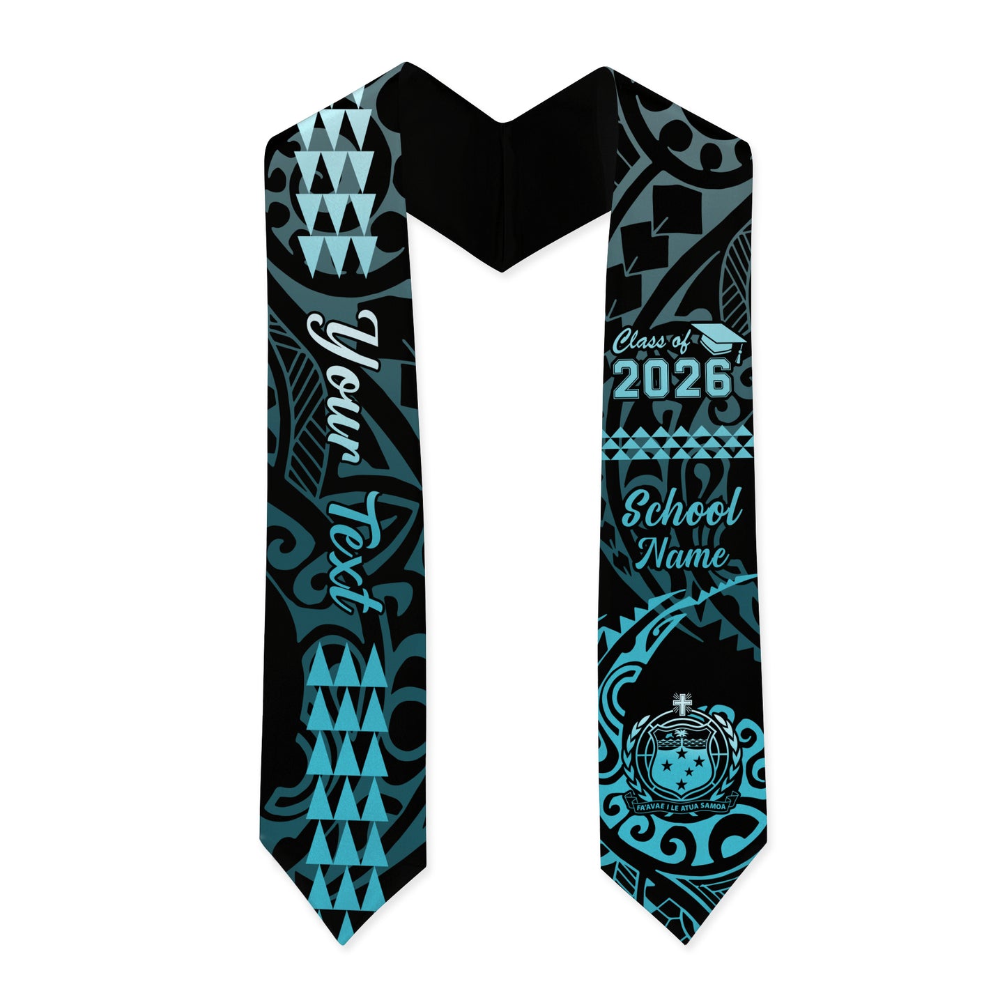 Samoa Graduation Stole Custom Class 2026 Coat Of Arms Kakau Style