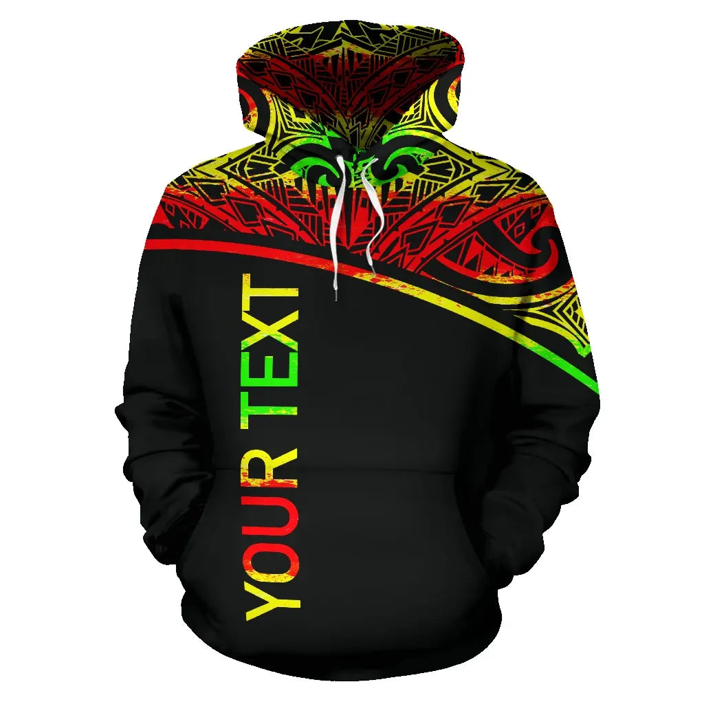 Turtle All Over Custom Personalised Hoodie - Polynesian Reggae Curve Style