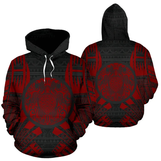 Turtle All Over Hoodie - Red Tattoo Style