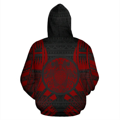 Turtle All Over Hoodie - Red Tattoo Style