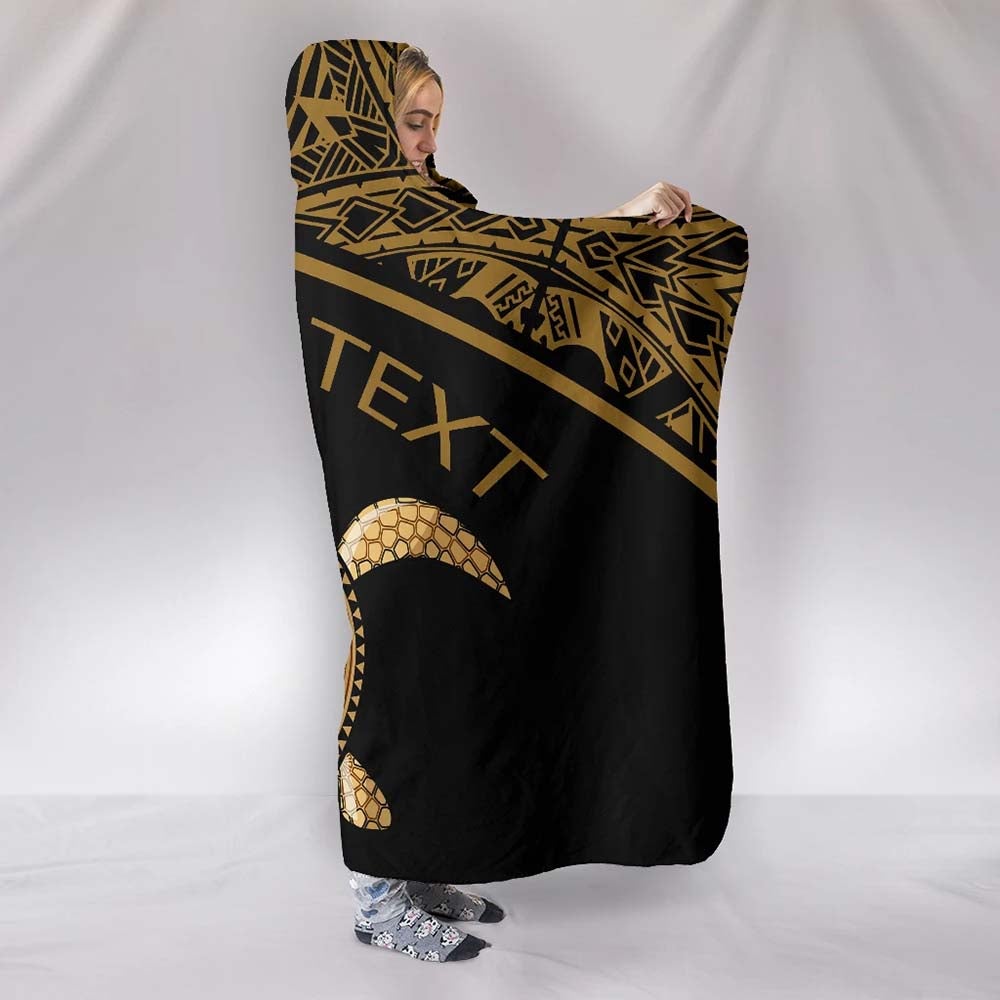 Turtle Personalised Hooded Blanket - Polynesian Gold Curve Style