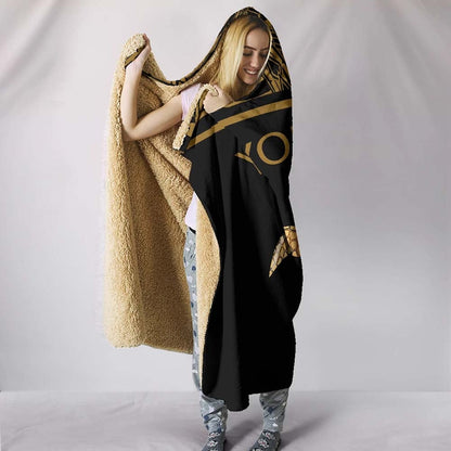 Turtle Personalised Hooded Blanket - Polynesian Gold Curve Style