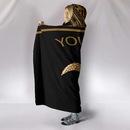 Turtle Personalised Hooded Blanket - Polynesian Gold Curve Style