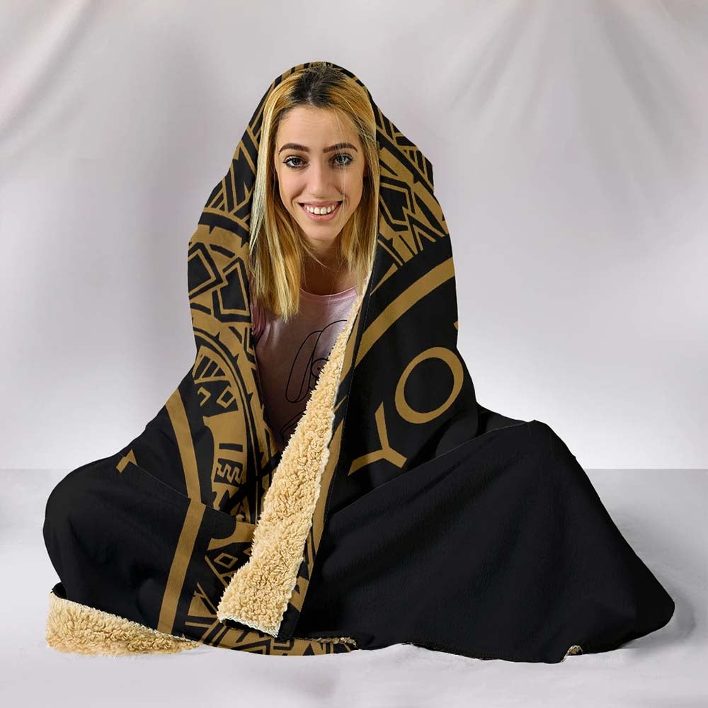 Turtle Personalised Hooded Blanket - Polynesian Gold Curve Style