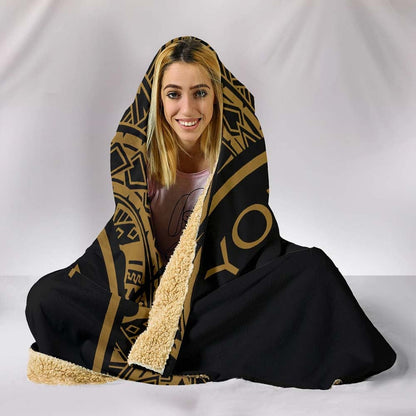 Turtle Personalised Hooded Blanket - Polynesian Gold Curve Style