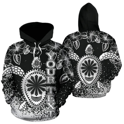 Turtle Polynesian Custom Personalised Hoodie - Hibiscus Necklace Black