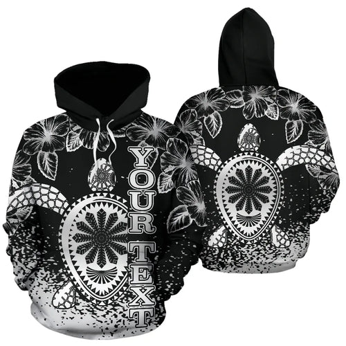Turtle Polynesian Custom Personalised Hoodie - Hibiscus Necklace Black
