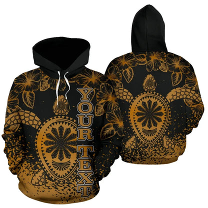 Turtle Polynesian Custom Personalised Hoodie - Hibiscus Necklace Gold