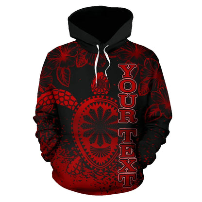 Turtle Polynesian Custom Personalised Hoodie - Hibiscus Necklace Red