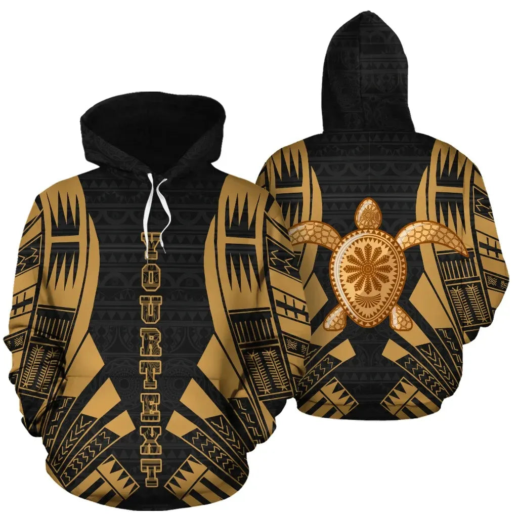 Turtle Polynesian Personalised Custom Hoodie - Gold Tattoo11