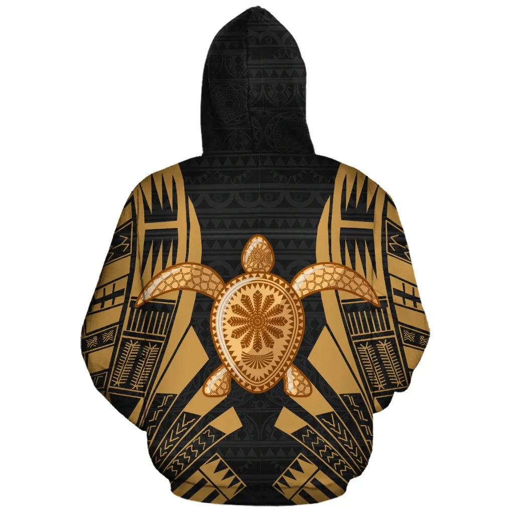 Turtle Polynesian Personalised Custom Hoodie - Gold Tattoo11