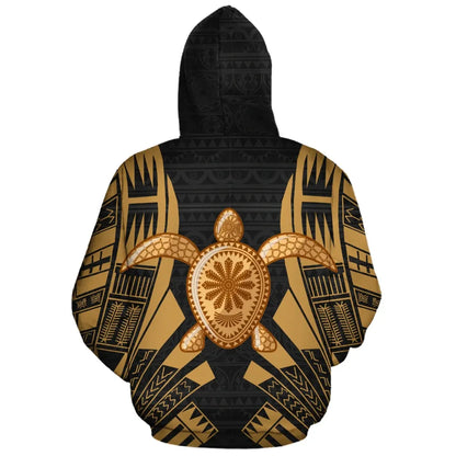 Turtle Polynesian Personalised Custom Hoodie - Gold Tattoo11