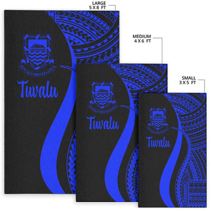 Tuvalu Area Rug - Blue Polynesian Tentacle Tribal Pattern